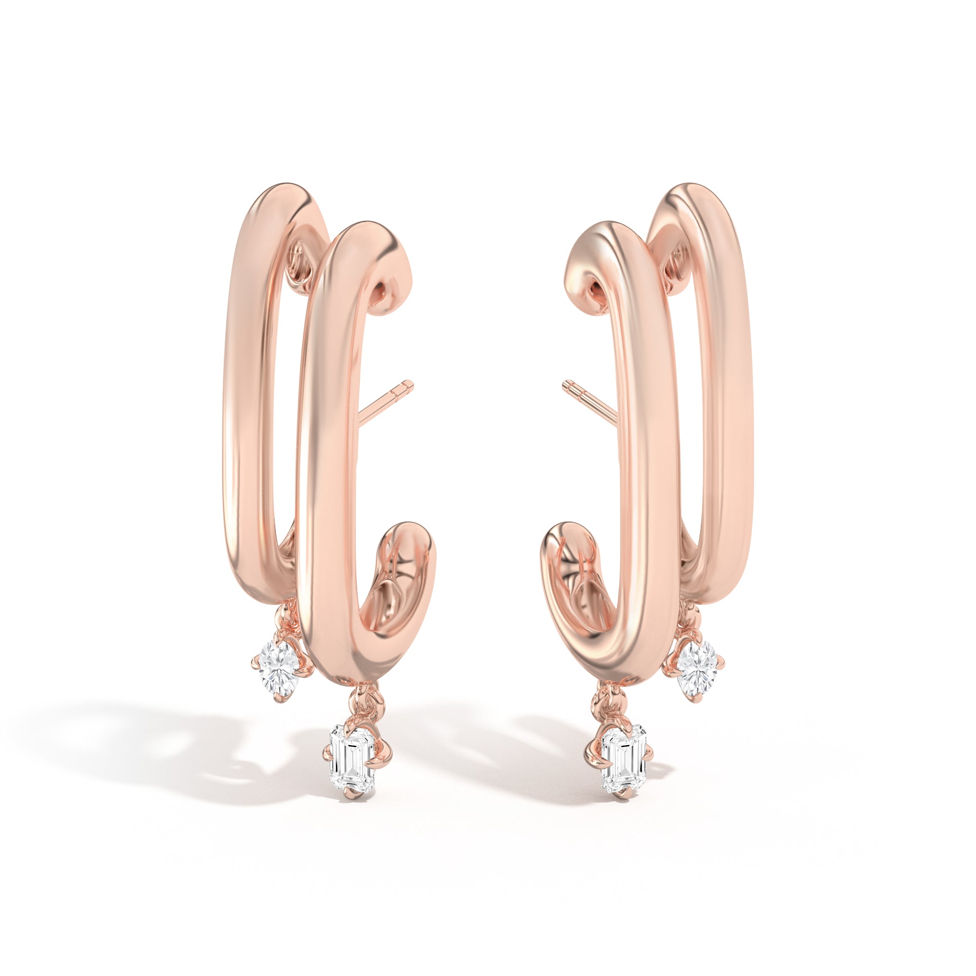 Shahla Karimi Jewelry Double Cloud Earrings with Dangles 14K Rose Gold