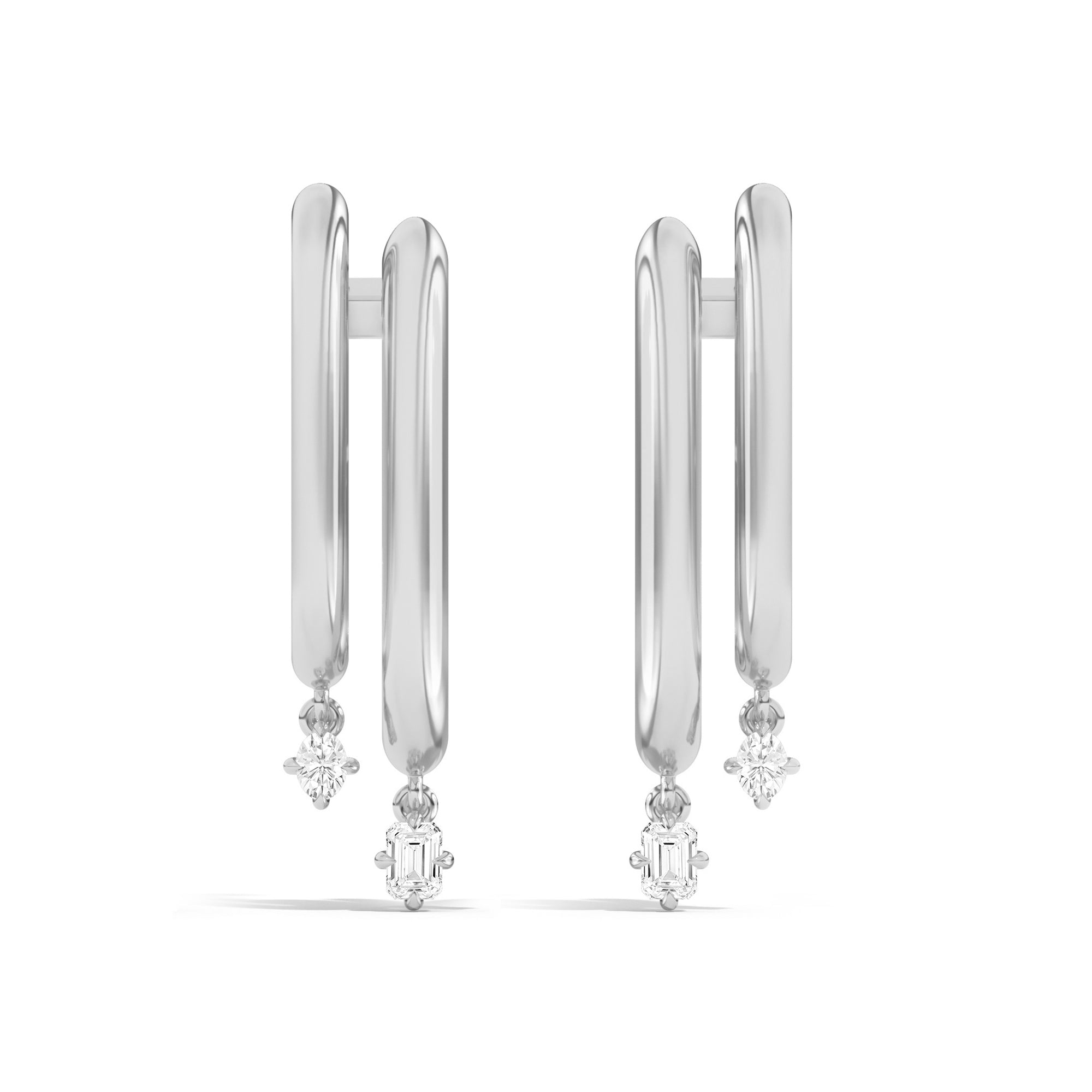 Shahla Karimi Jewelry Double Cloud Earrings with Dangles 14K White Gold