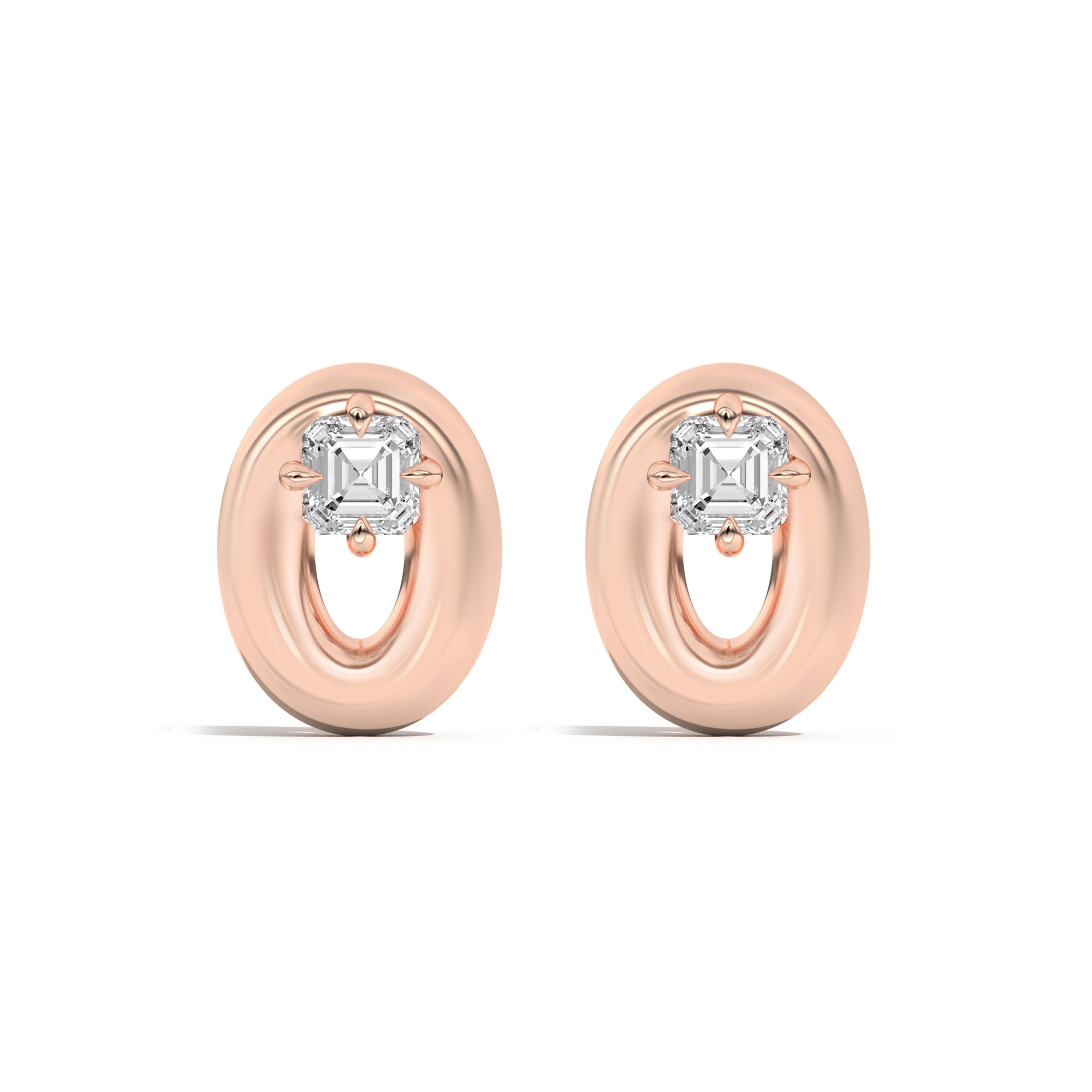 Shahla Karimi Jewelry Doshi Puff Studs with Asschers 14K  Rose Gold