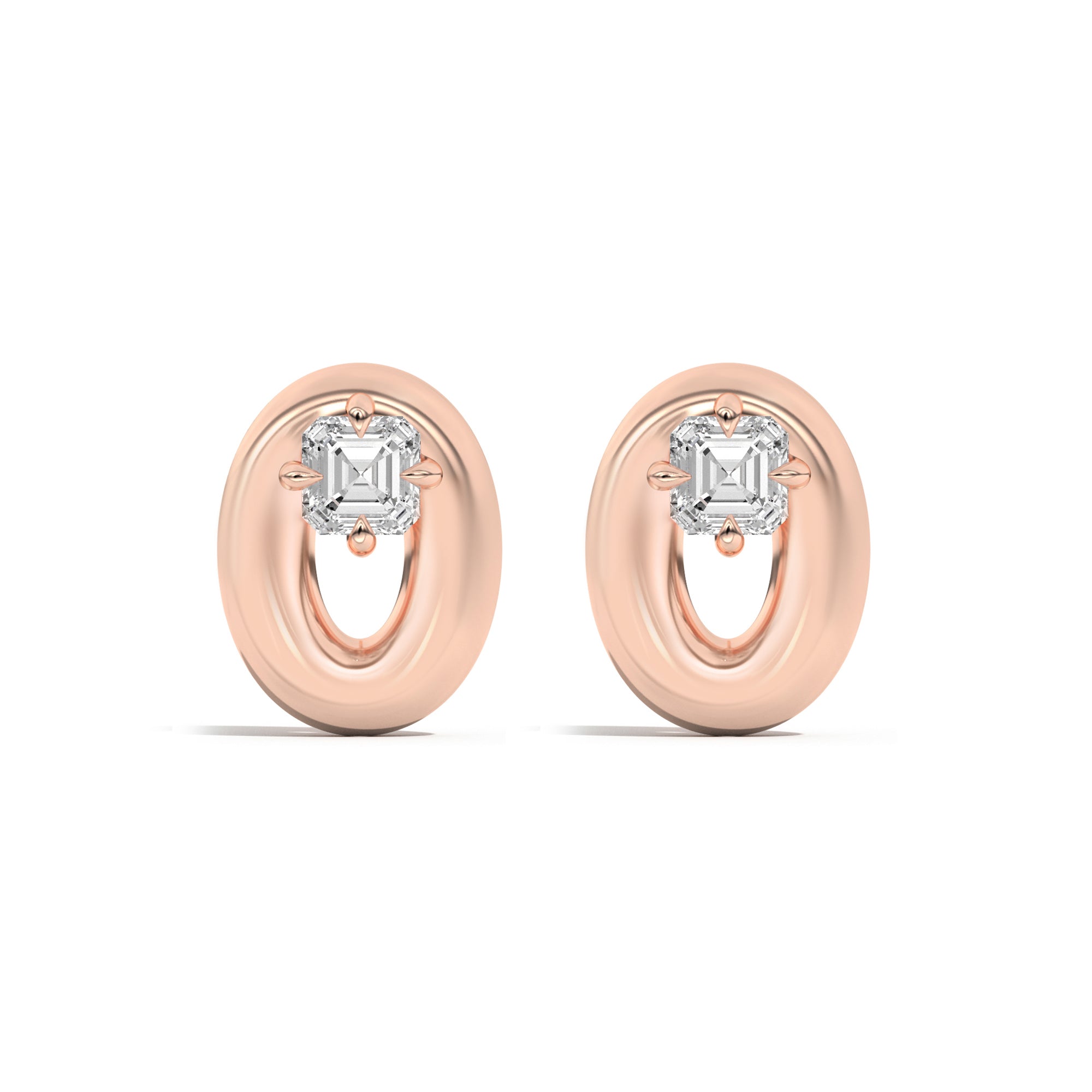 Shahla Karimi Jewelry Doshi Puff Studs with Asschers 14K  Rose Gold