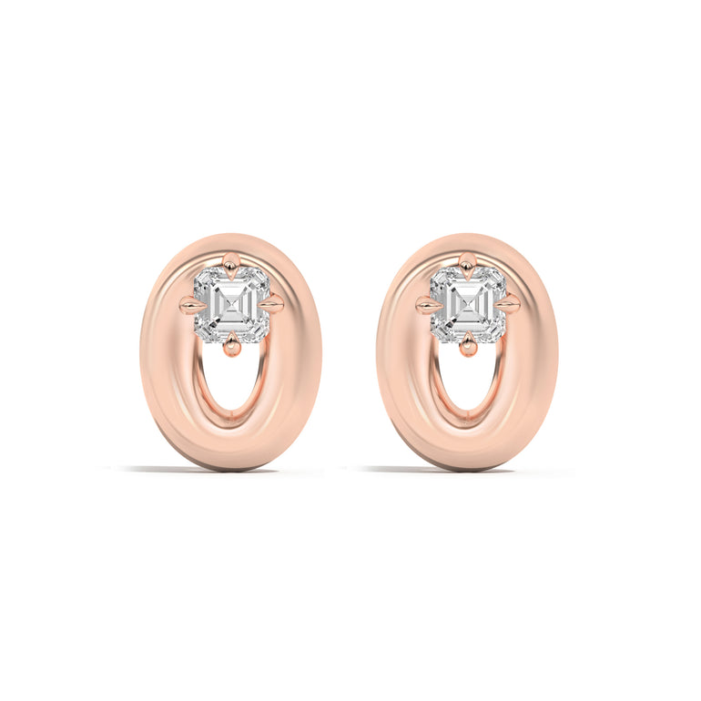 Shahla Karimi Jewelry Doshi Puff Studs with Asschers 14K  Rose Gold