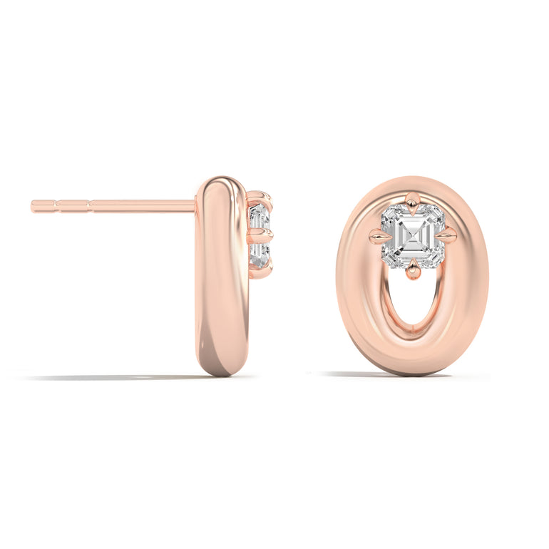 Shahla Karimi Jewelry Doshi Puff Studs with Asschers 14K  Rose Gold