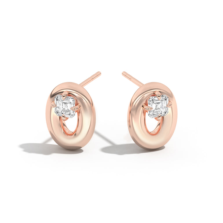 Shahla Karimi Jewelry Doshi Puff Studs with Asschers 14K  Rose Gold