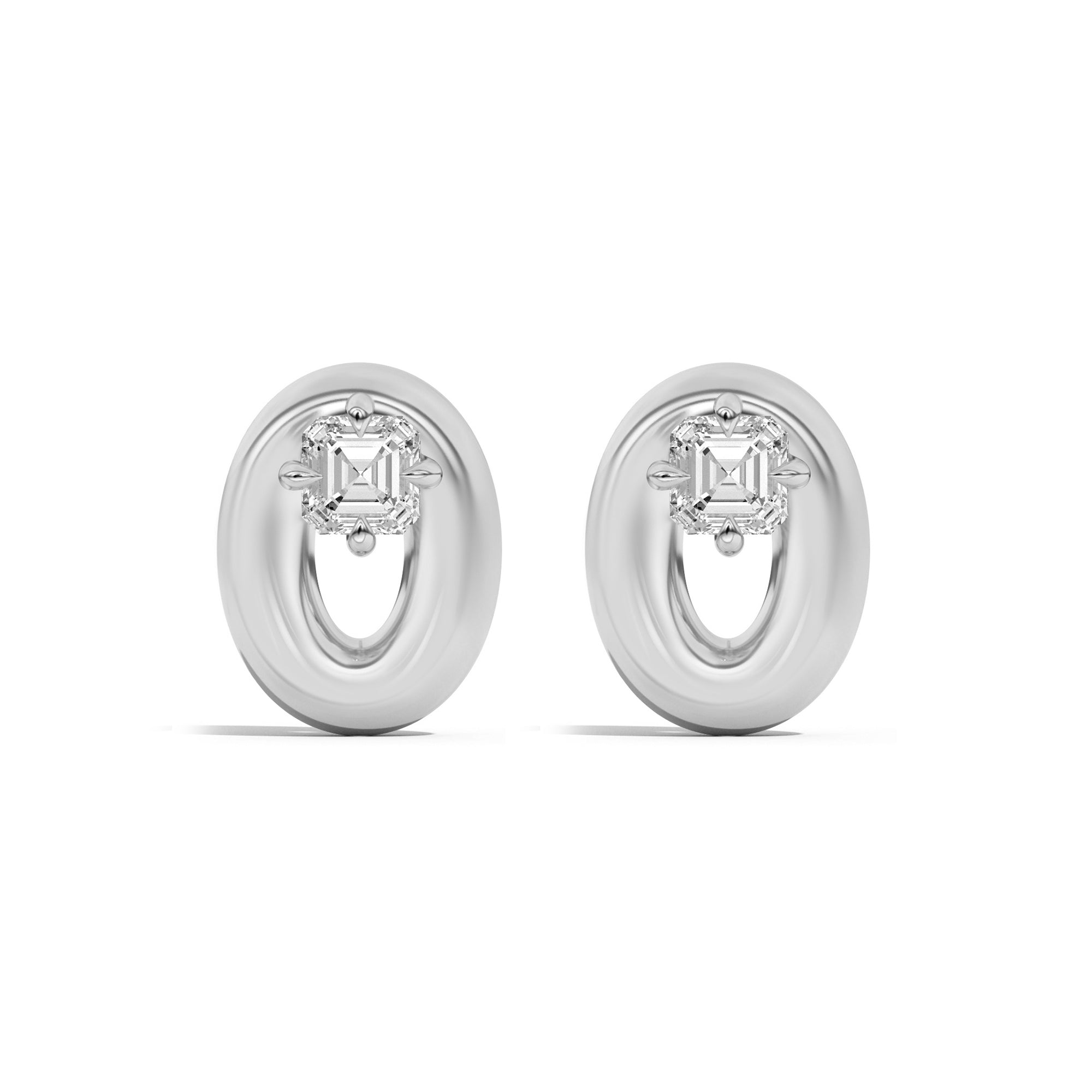 Shahla Karimi Jewelry Doshi Puff Studs with Asschers 14K White Gold