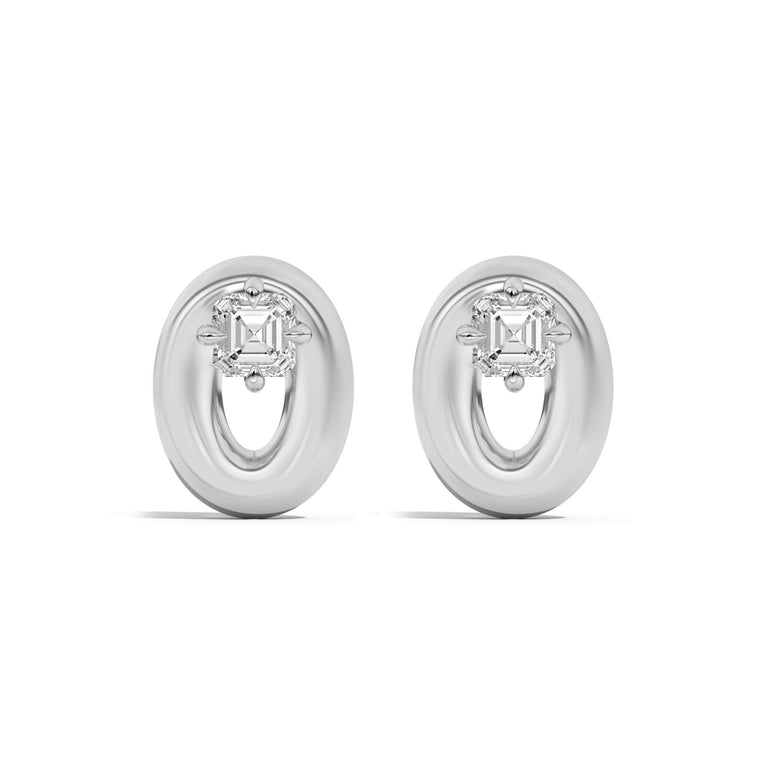 Shahla Karimi Jewelry Doshi Puff Studs with Asschers 14K White Gold