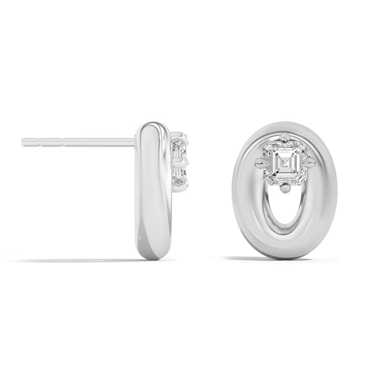 Shahla Karimi Jewelry Doshi Puff Studs with Asschers 14K White Gold