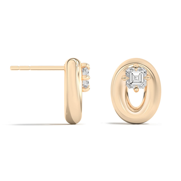 Shahla Karimi Jewelry Doshi Puff Studs with Asschers 14K Yellow Gold