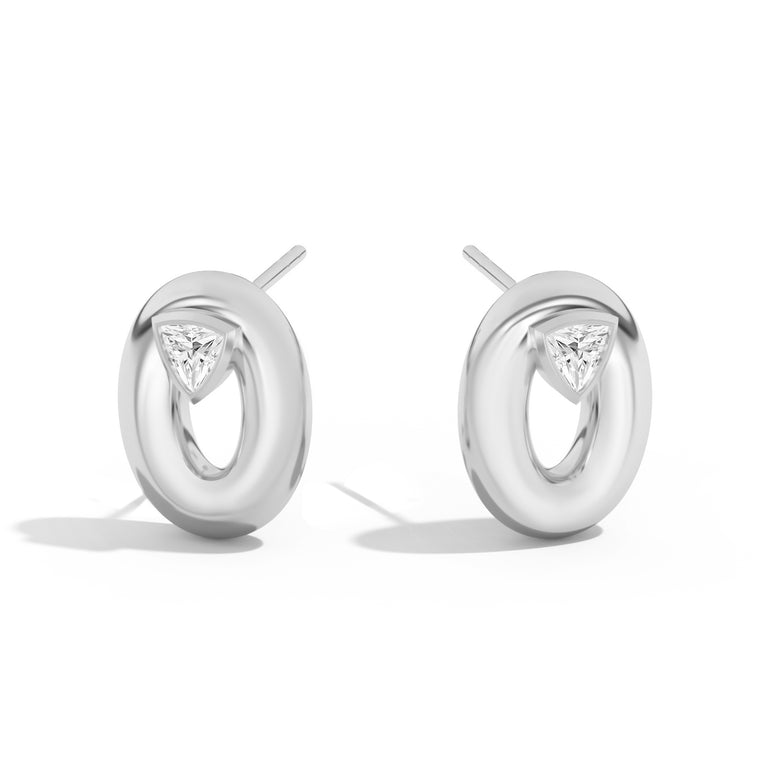 Shahla Karimi Jewelry Doshi Puff Studs with Trillions 14K White Gold