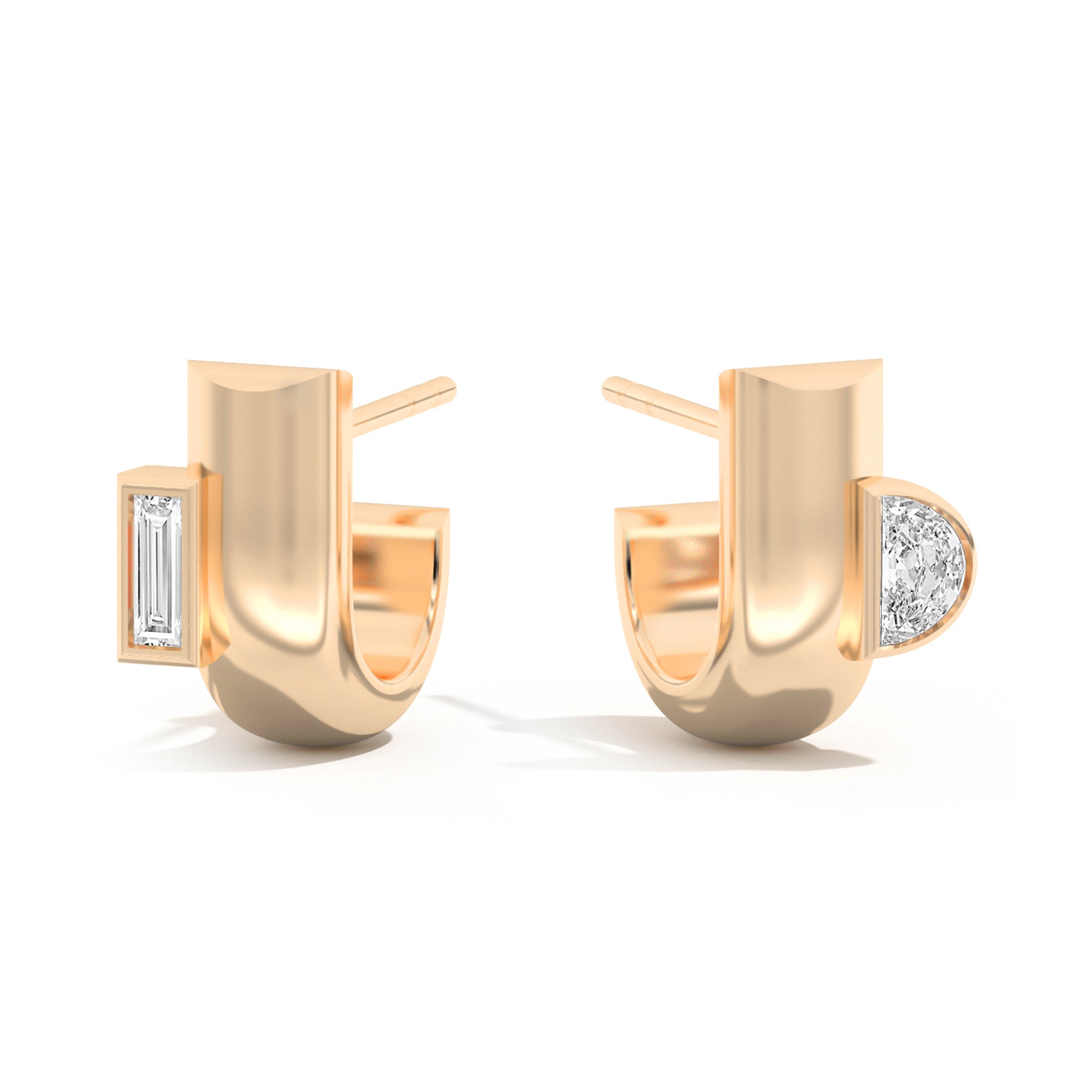 Shahla Karimi Jewelry Cloud Asymmetrical Half Arcs 14K Yellow Gold