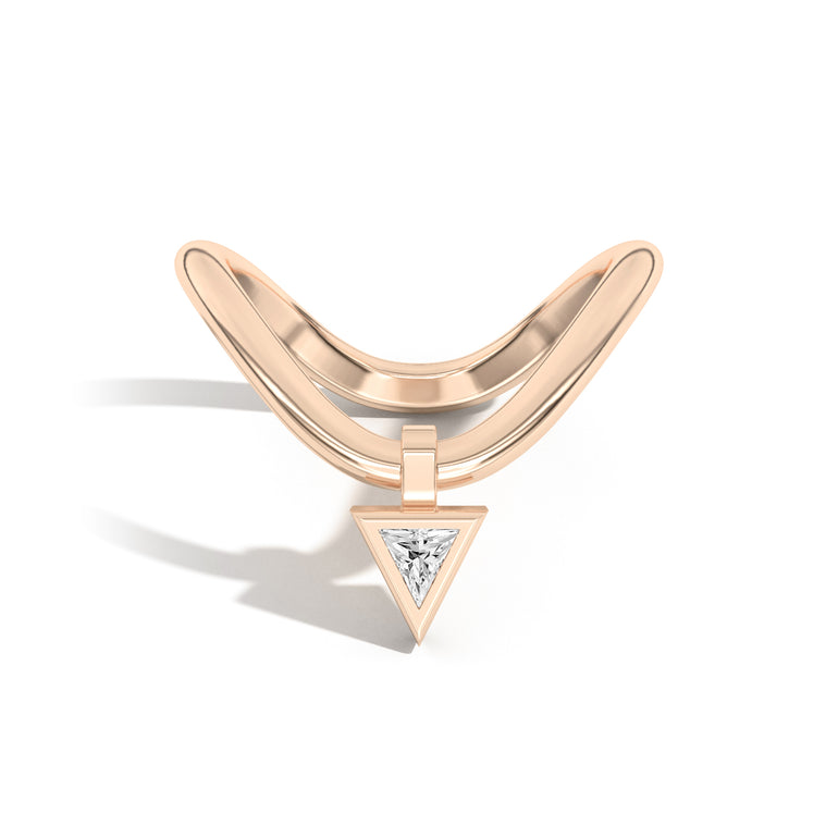 Shahla Karimi Jewelry Gaudí Curve Ring with Golden Triangle 14K Rose Gold