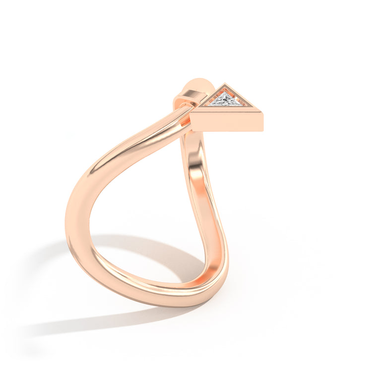 Shahla Karimi Jewelry Gaudí Curve Ring with Golden Triangle 14K Rose Gold