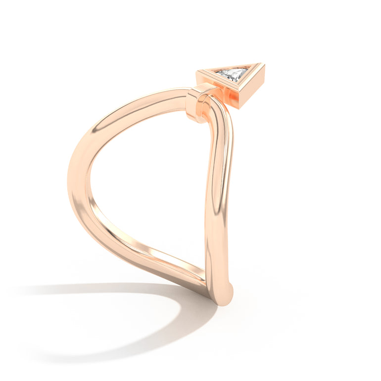 Shahla Karimi Jewelry Gaudí Curve Ring with Golden Triangle 14K Rose Gold