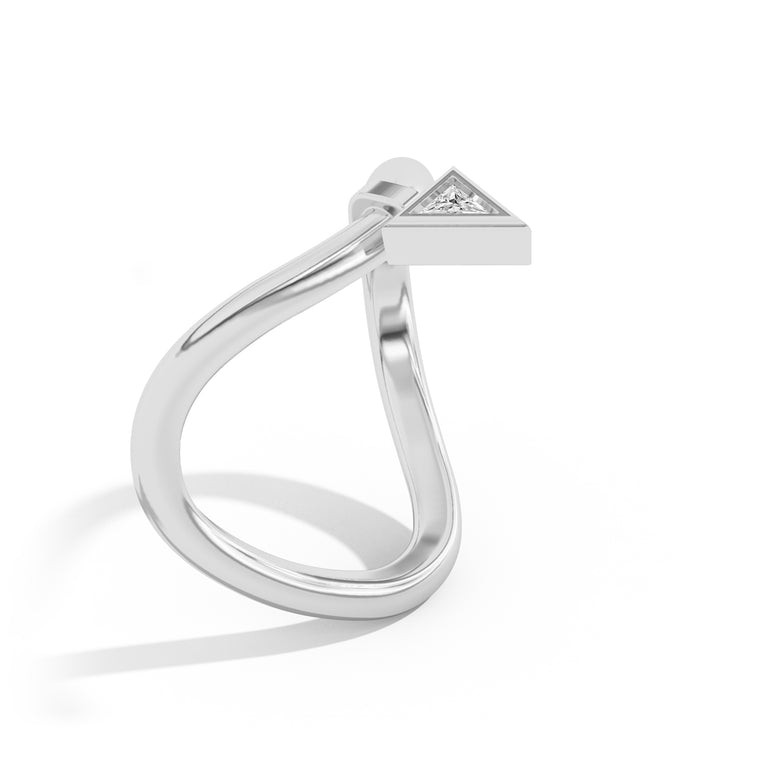 Shahla Karimi Jewelry Gaudí Curve Ring with Golden Triangle 14K White Gold