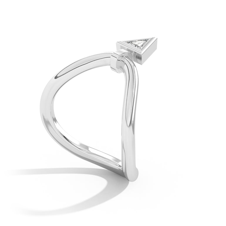 Shahla Karimi Jewelry Gaudí Curve Ring with Golden Triangle 14K White Gold