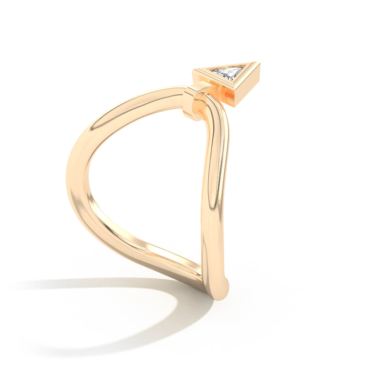 Shahla Karimi Jewelry Gaudí Curve Ring with Golden Triangle 14K Yellow Gold