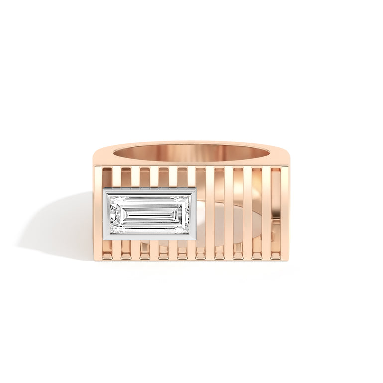 Shahla Karimi Scarpa Baguette D Ring  14K Rose Gold