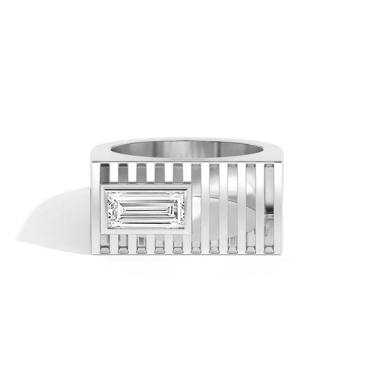 Shahla Karimi Scarpa Baguette D Ring  14K White Gold