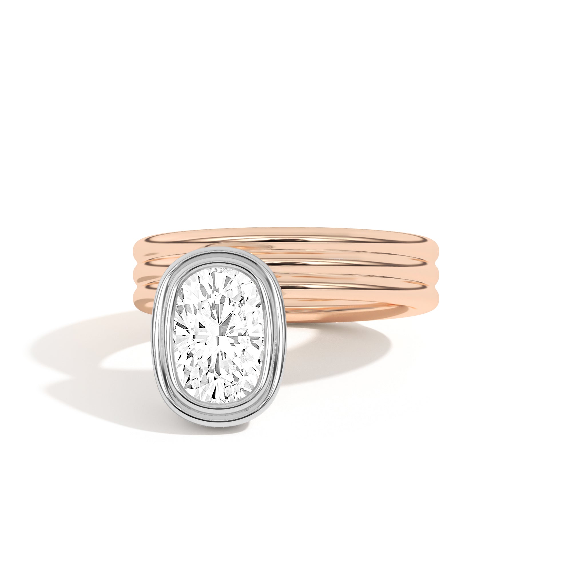 Shahla Karimi Scarpa Cushion Offset Double Bezel Ring 14K Rose Gold