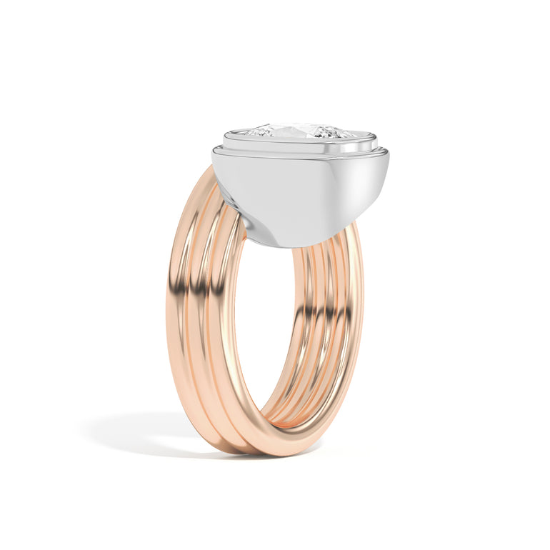 Shahla Karimi Scarpa Cushion Offset Double Bezel Ring 14K Rose Gold