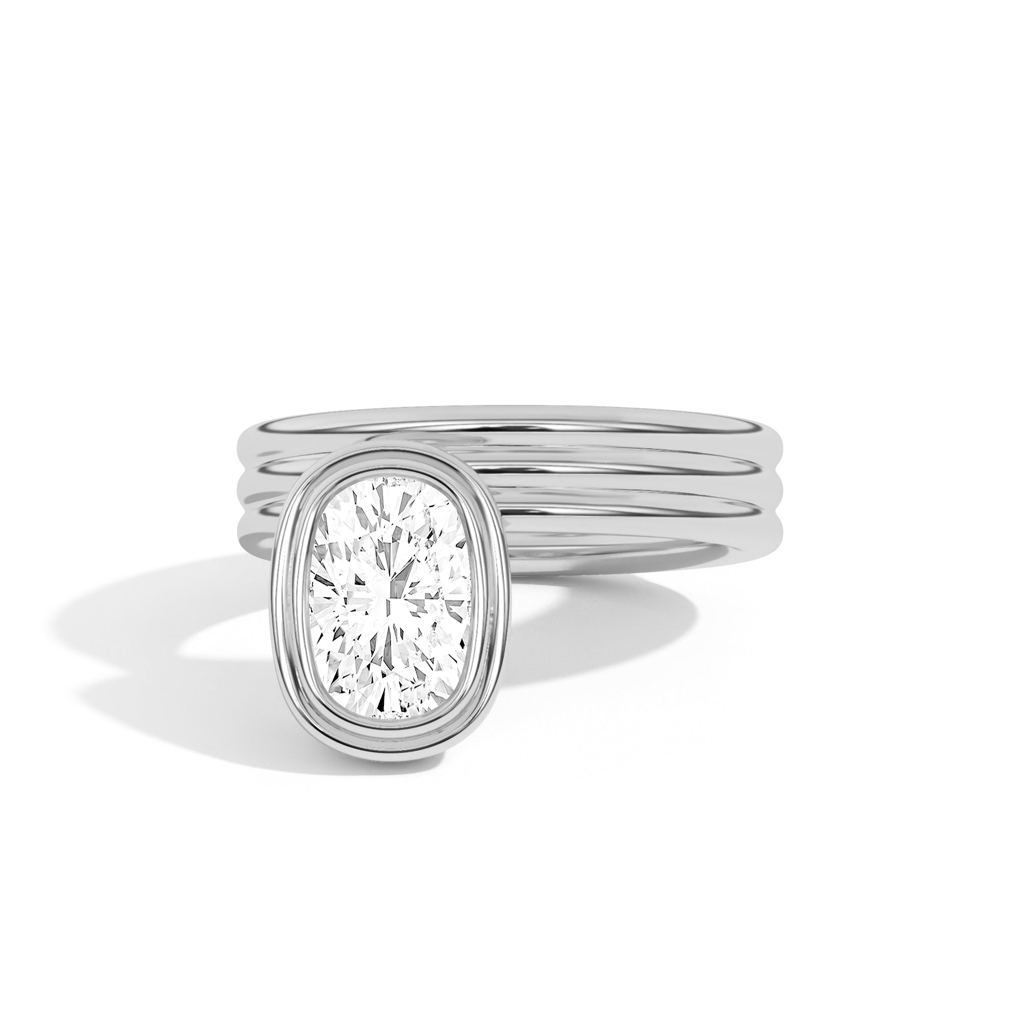 Shahla Karimi Scarpa Cushion Offset Double Bezel Ring 14K White Gold