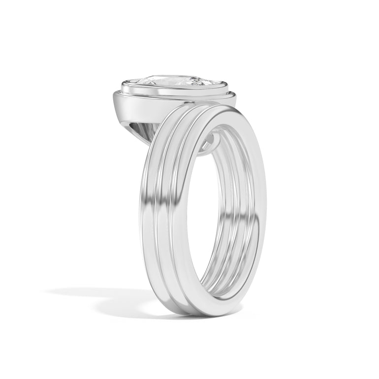 Shahla Karimi Scarpa Cushion Offset Double Bezel Ring 14K White Gold