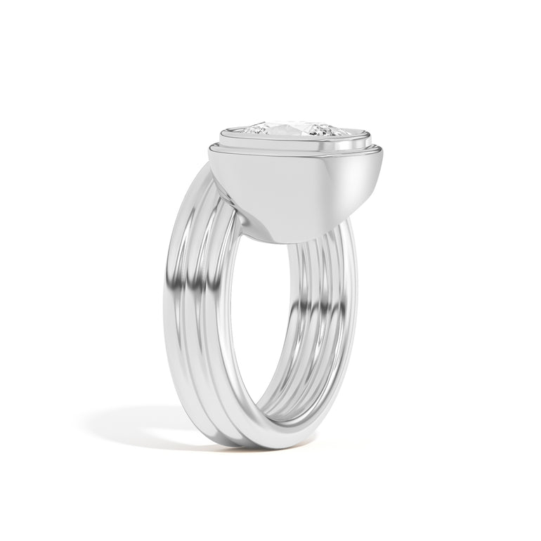 Shahla Karimi Scarpa Cushion Offset Double Bezel Ring 14K White Gold