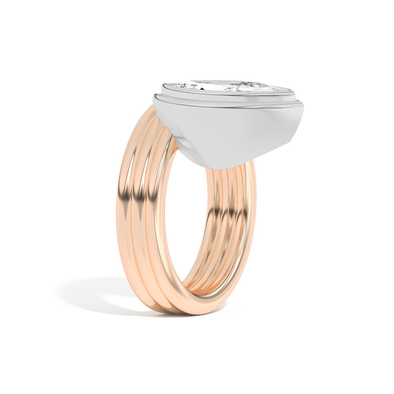 Shahla Karimi Scarpa Marquise Offset Double Bezel Ring 14K Rose Gold