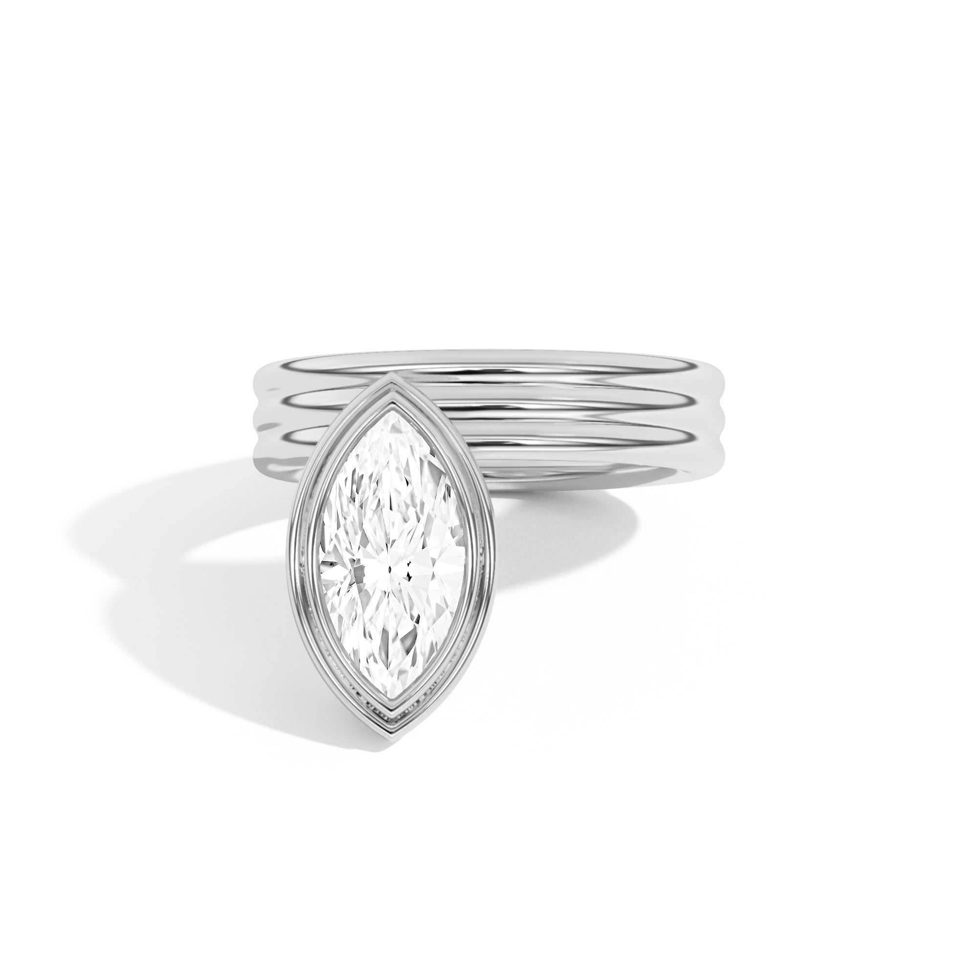 Shahla Karimi Scarpa Marquise Offset Double Bezel Ring 14K White Gold