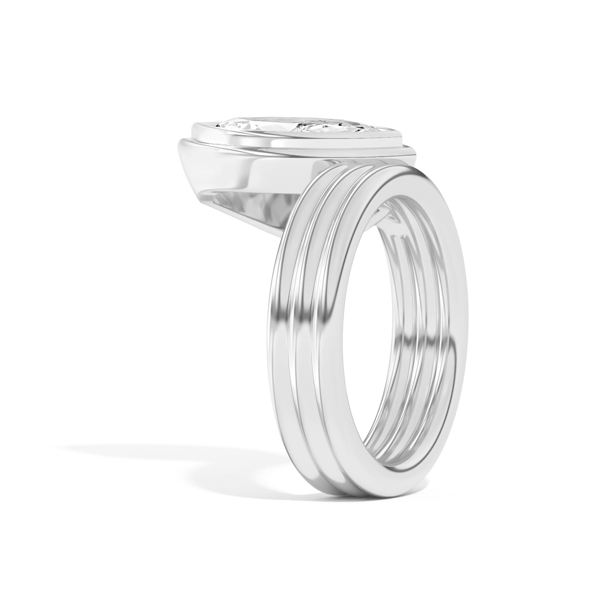 Shahla Karimi Scarpa Marquise Offset Double Bezel Ring 14K White Gold