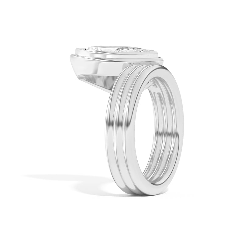 Shahla Karimi Scarpa Marquise Offset Double Bezel Ring 14K White Gold