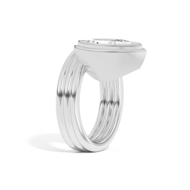 Shahla Karimi Scarpa Marquise Offset Double Bezel Ring 14K White Gold