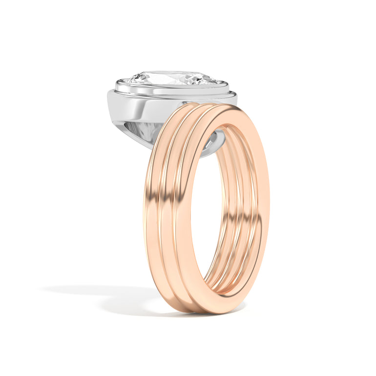 Shahla Karimi Scarpa Oval Offset Double Bezel Ring 14K Rose Gold