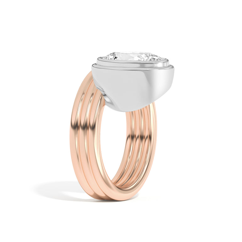 Shahla Karimi Scarpa Oval Offset Double Bezel Ring 14K Rose Gold