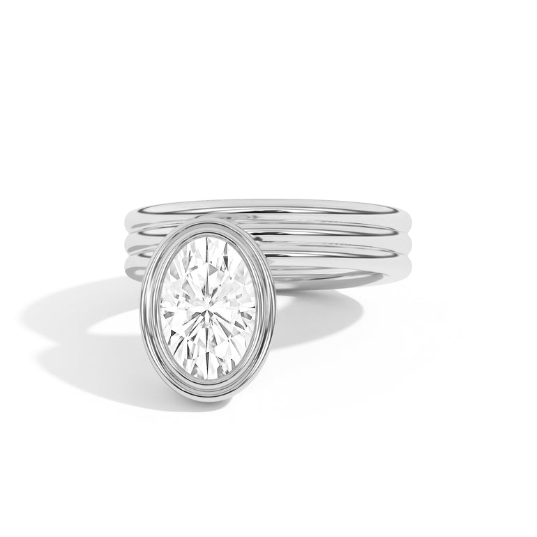 Shahla Karimi Scarpa Oval Offset Double Bezel Ring 14K White Gold