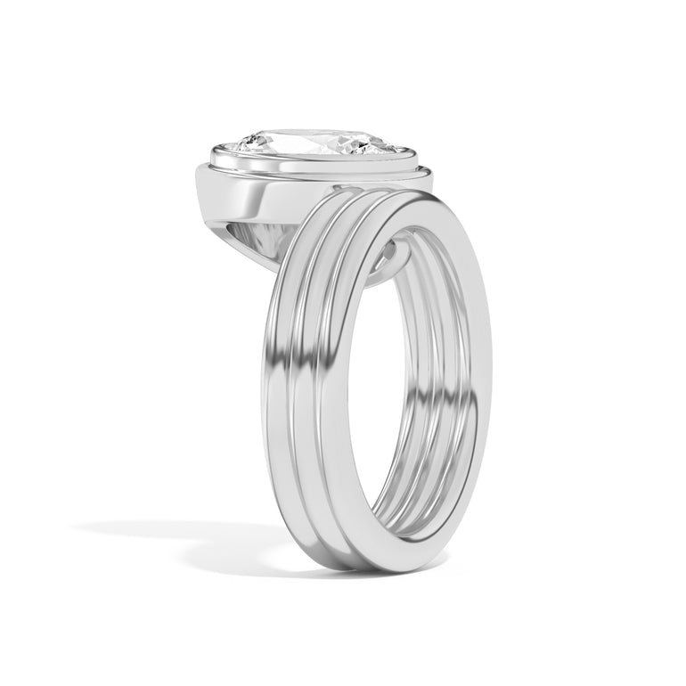 Shahla Karimi Scarpa Oval Offset Double Bezel Ring 14K White Gold