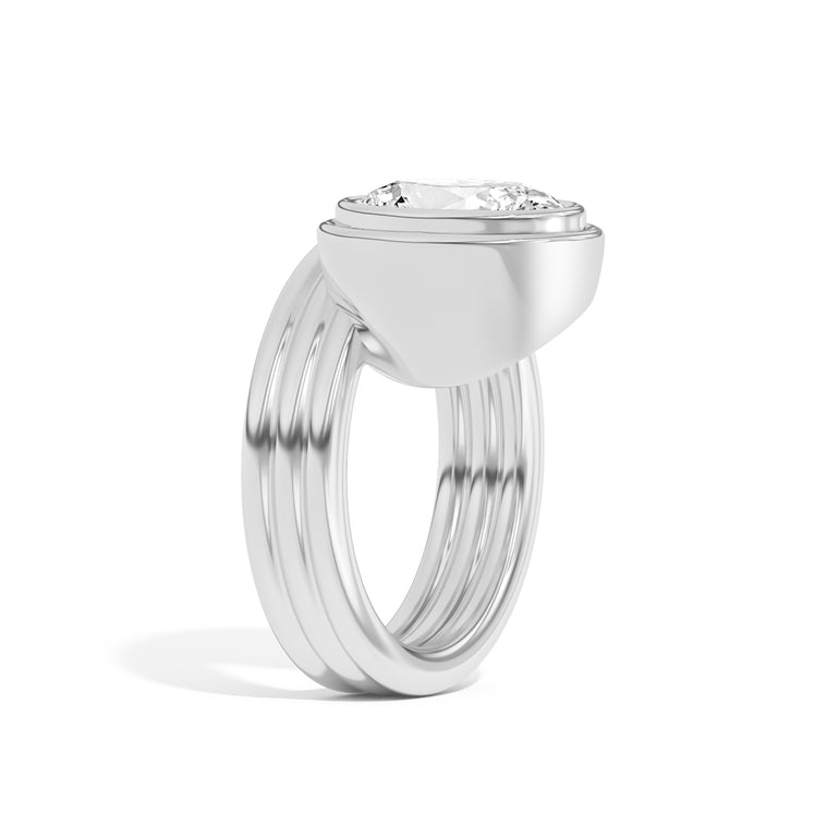 Shahla Karimi Scarpa Oval Offset Double Bezel Ring 14K White Gold