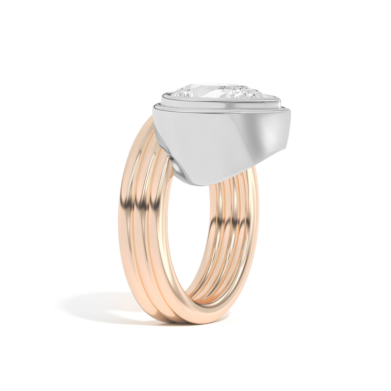 Shahla Karimi Scarpa Pear Offset Double Bezel Ring 14K Rose Gold