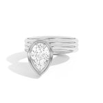 Shahla Karimi Scarpa Pear Offset Double Bezel Ring 14K White Gold