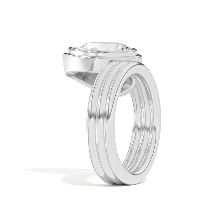 Shahla Karimi Scarpa Pear Offset Double Bezel Ring 14K White Gold