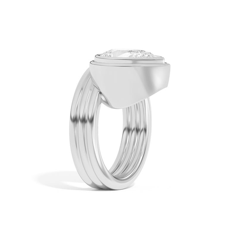 Shahla Karimi Scarpa Pear Offset Double Bezel Ring 14K White Gold