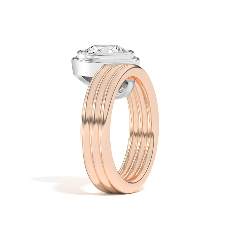 Shahla Karimi Scarpa Brilliant Offset Double Bezel Ring 14K Rose Gold