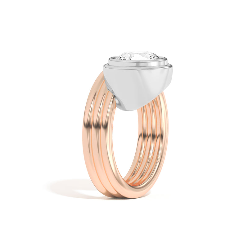 Shahla Karimi Scarpa Brilliant Offset Double Bezel Ring 14K Rose Gold