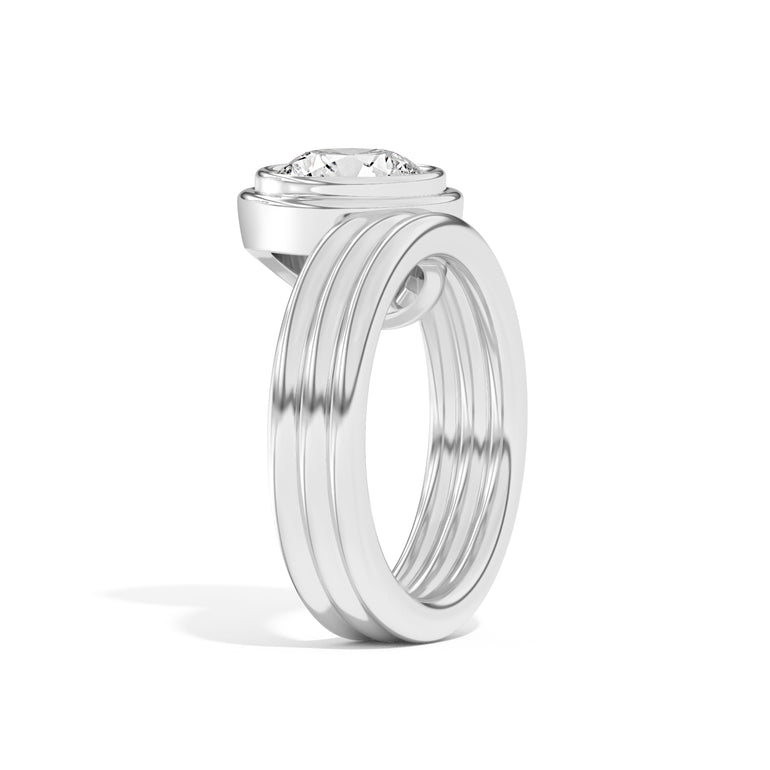 Shahla Karimi Scarpa Brilliant Offset Double Bezel Ring 14K White Gold