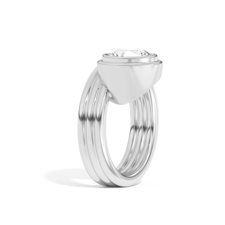 Shahla Karimi Scarpa Brilliant Offset Double Bezel Ring 14K White Gold