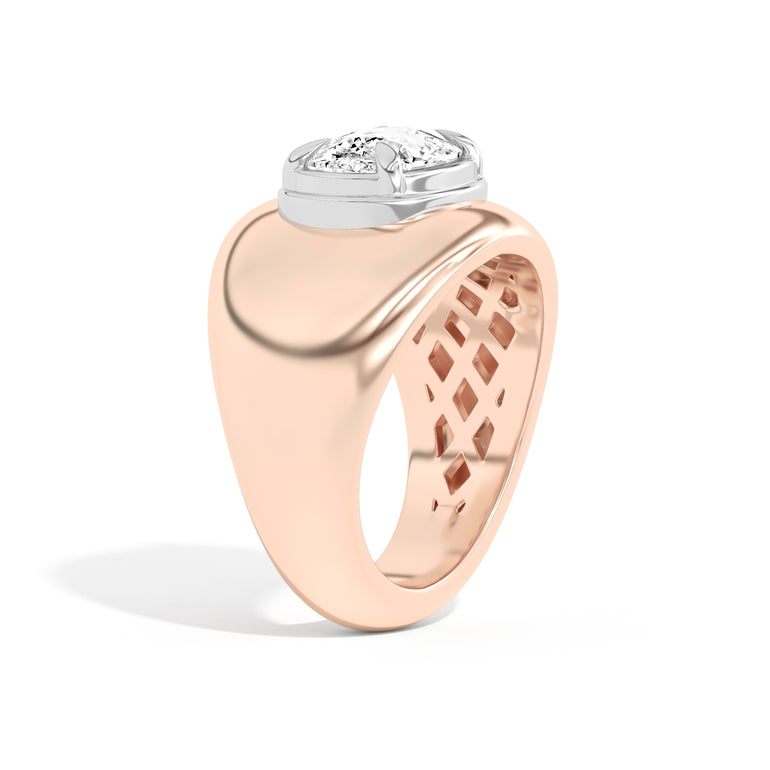 Shahla Karimi Scarpa Cushion Double Bezel Bombe Ring  14K Rose Gold