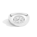 Shahla Karimi Scarpa Cushion Double Bezel Bombe Ring  14K White Gold