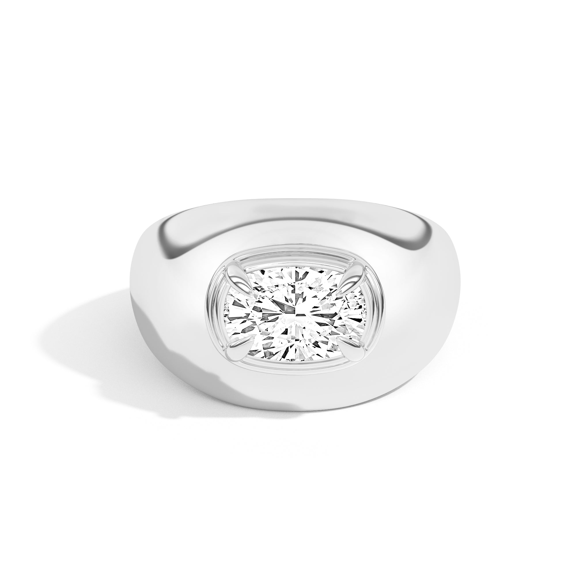 Shahla Karimi Scarpa Cushion Double Bezel Bombe Ring  14K White Gold