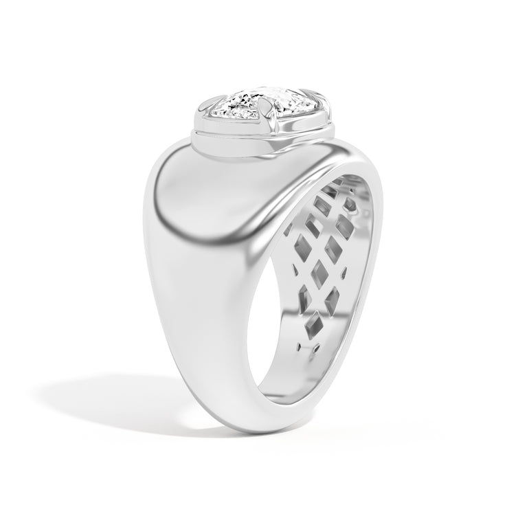 Shahla Karimi Scarpa Cushion Double Bezel Bombe Ring  14K White Gold