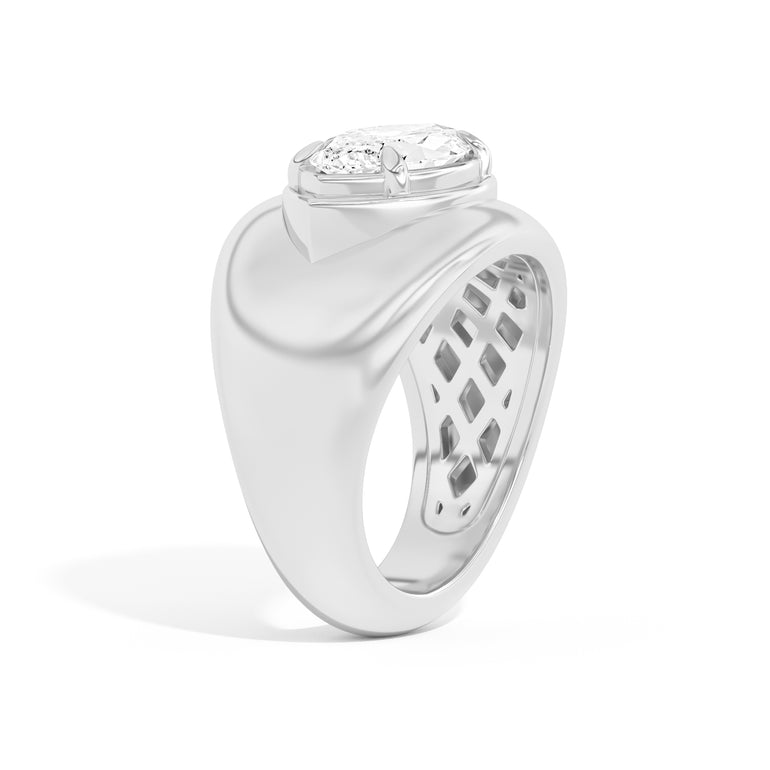 Shahla Karimi Scarpa Marquise Double Bezel Bombe Ring  14K White Gold