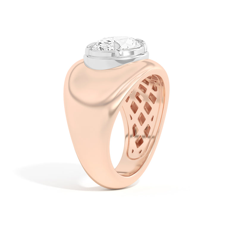 Shahla Karimi Scarpa Oval Double Bezel Bombe Ring  14K Rose Gold